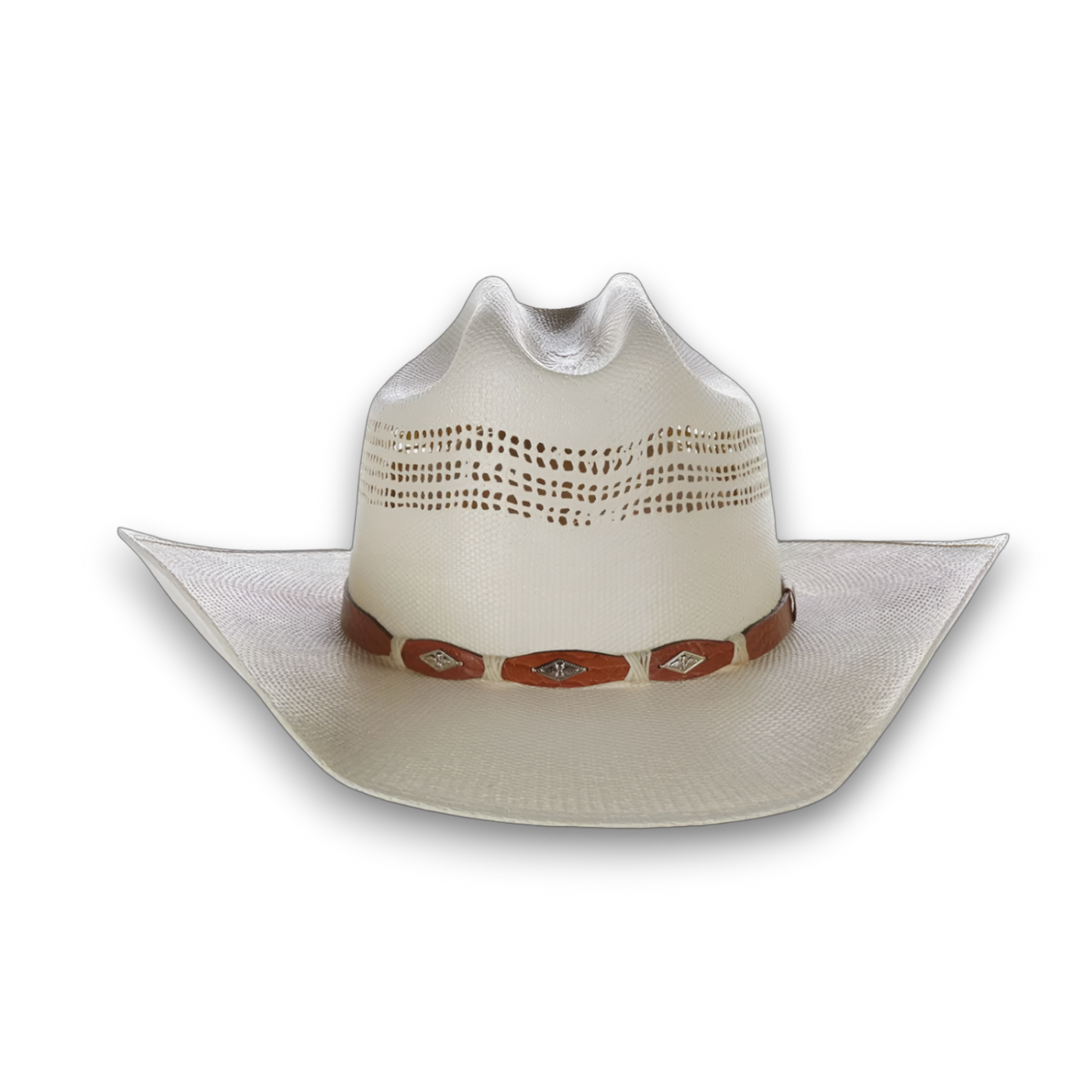 Moon Ridge Hats and Heritage Stetson Billy Junior youth cowboy hat in white vented Bangora straw with brown band