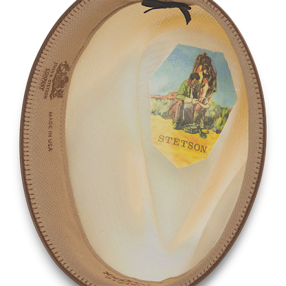 Moon Ridge Hats and Heritage Stetson Cyprus natural 8X Shantung straw cowboy hat with leather sweatband.