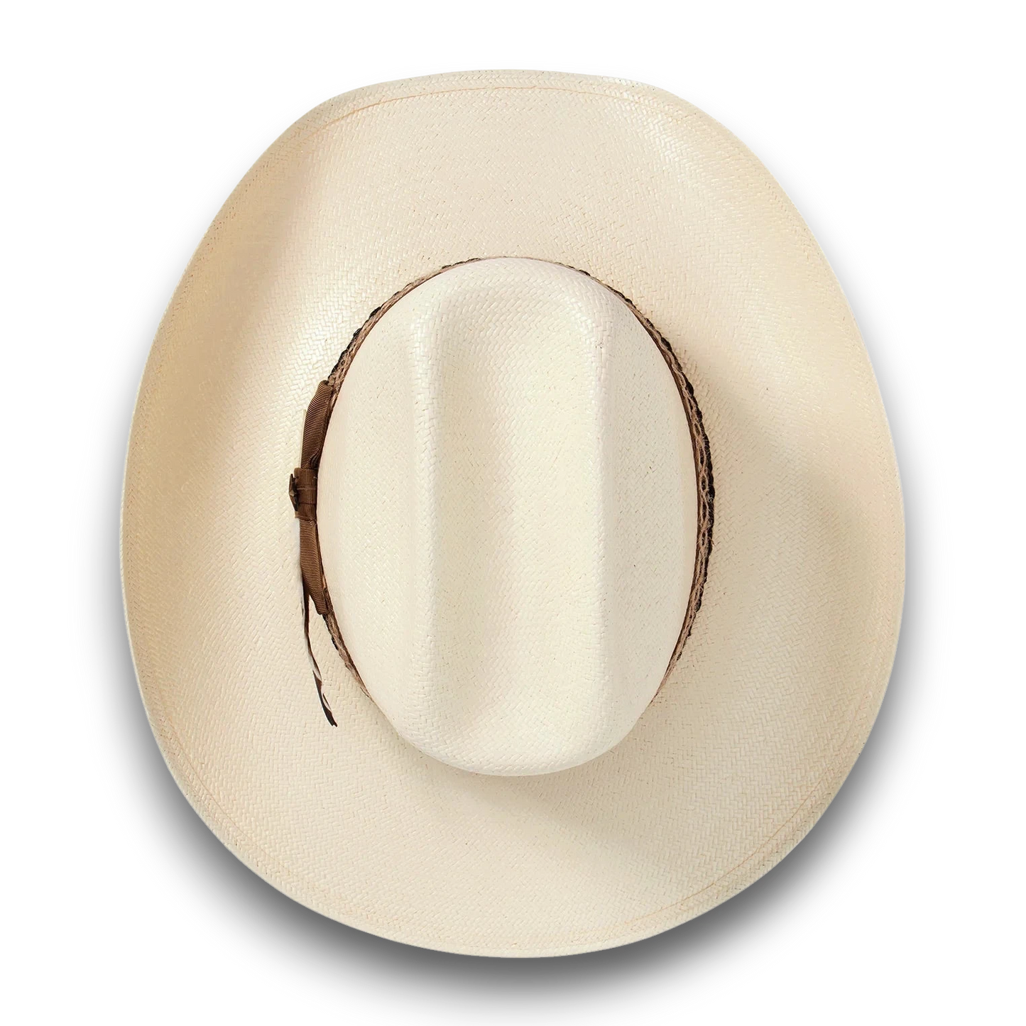 Moon Ridge Hats and Heritage Stetson Lonetree natural straw cowboy hat with cattleman crown and brown band.