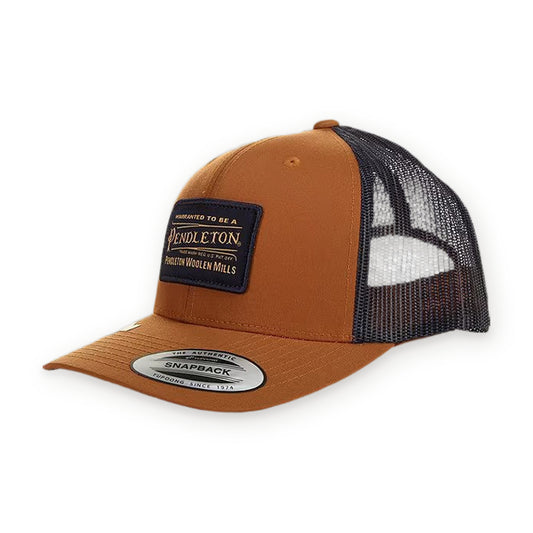 Pendleton Classic Patch Trucker in Saddle, three-quarter view alternate view