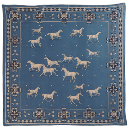 Pendleton Herd of Horses Navy - Silk Scarf