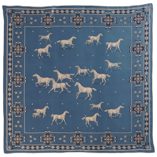 Pendleton Herd of Horses Navy - Silk Scarf