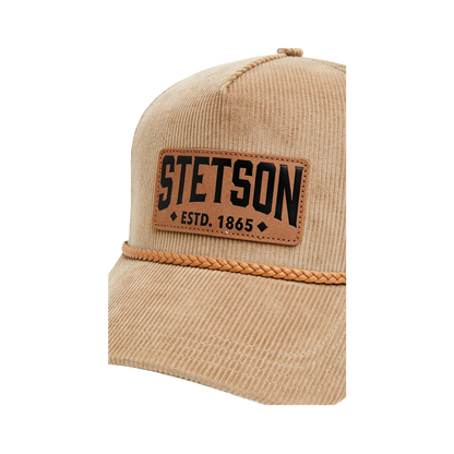 Rafter M Hat Company brown and tan trucker ball cap with Stetson leather patch and rope detail. 60% cotton, 40% polyester.