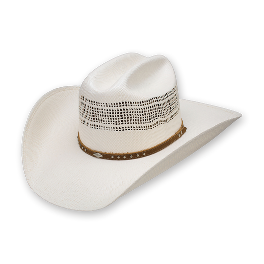 Resistol Travis 7X straw cowboy hat in natural, three-quarter view