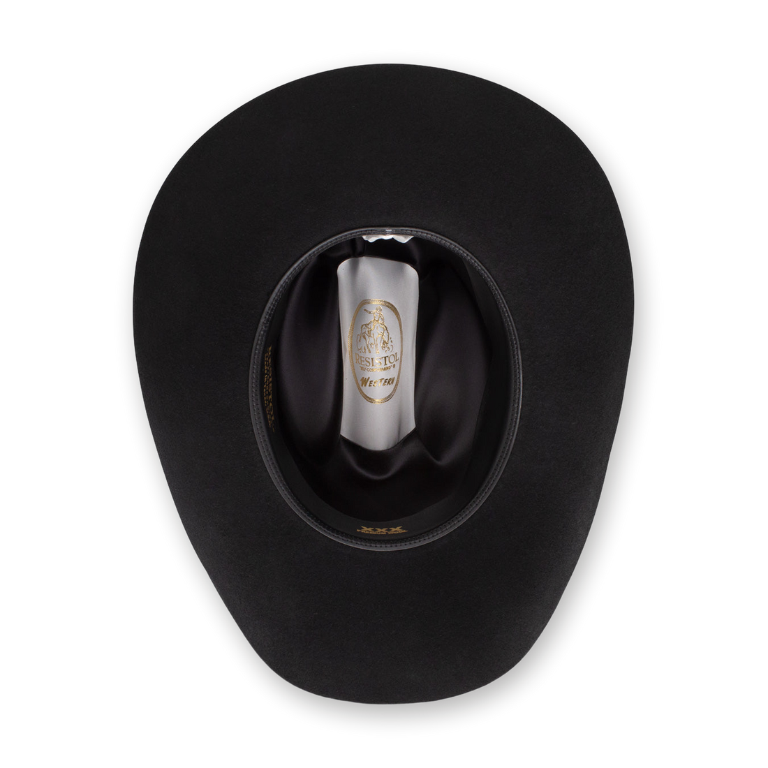 Resistol Tucker 3X in Black, interior sweatband and Resistol tip