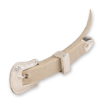 Resistol Tucker 3X in Bone, silver buckle set detail