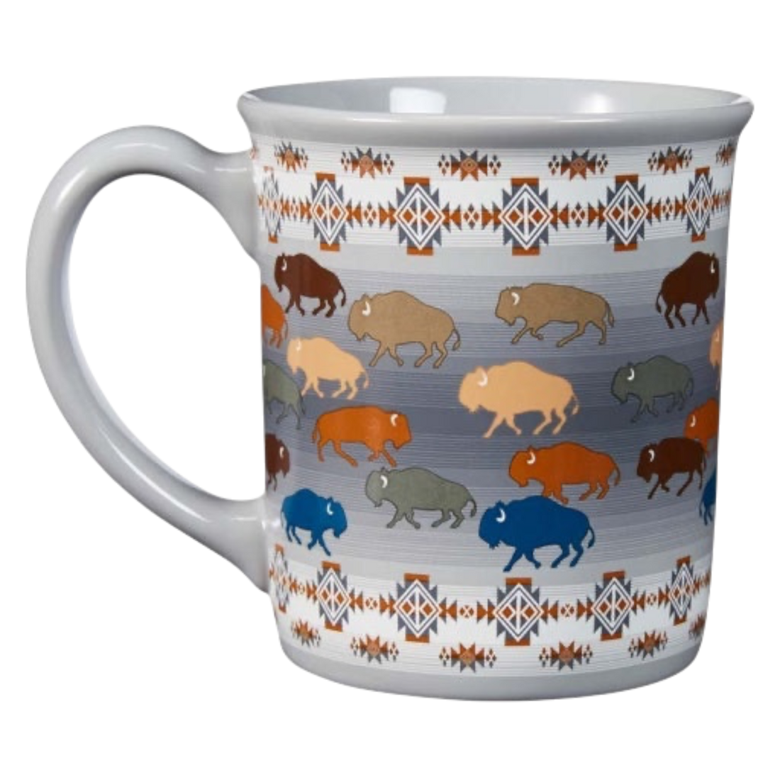 Pendleton Southwestern Style Ceramic Coffee Mug in prairie rush hour grey