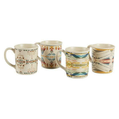 Pendleton Southwestern Pattern Ceramic Coffee Mugs Set in high desert collection