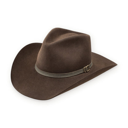 Stetson Aspen 5X fur felt cowboy hat in Chocolate, three-quarter view