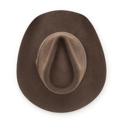 Stetson Aspen 5X fur felt cowboy hat in Chocolate, top view