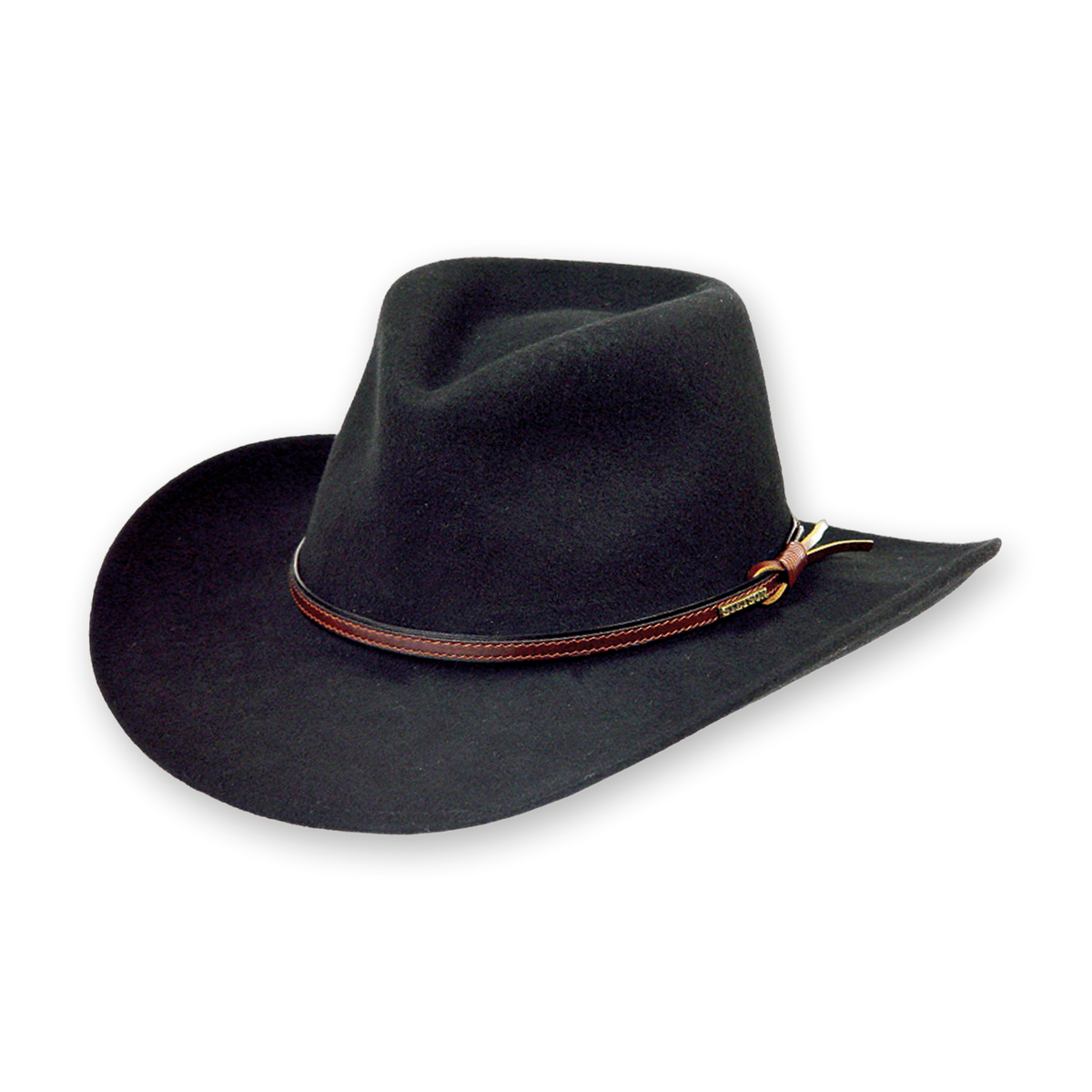 Stetson Bozeman crushable wool hat in Black, three-quarter view