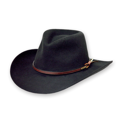 Stetson Bozeman crushable wool hat in Black, three-quarter view