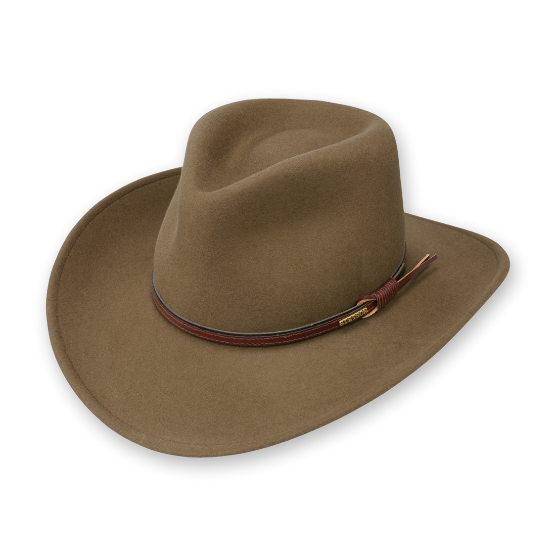 Stetson Bozeman crushable wool hat in Light Brown, three-quarter view