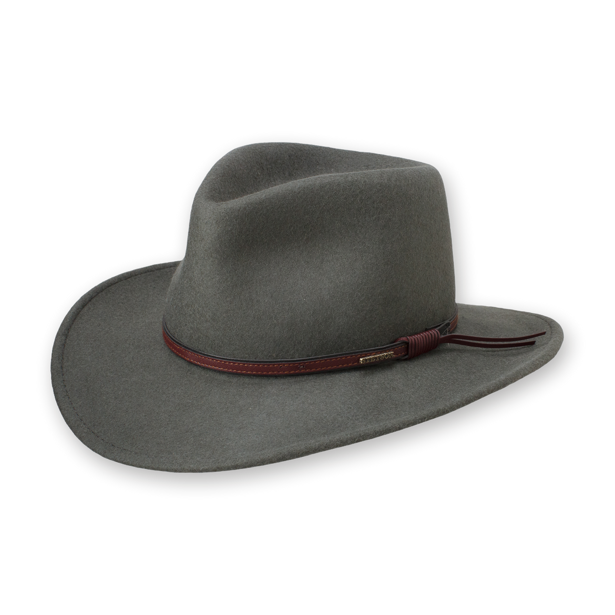 Stetson Bozeman crushable wool hat in Steel, three-quarter view