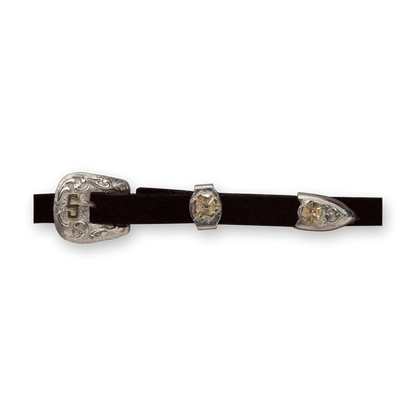 Stetson Brenham 4X cowboy hat in black, detail of silver buckle set