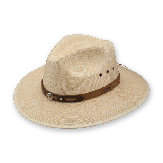 Stetson Chambers palm leaf hat in natural, three-quarter view