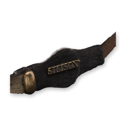 Stetson Drifter 4X, hair-on-hide band and Stetson badge detail