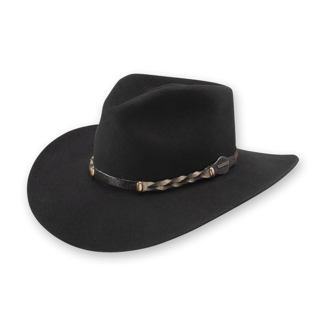 Stetson Drifter 4X buffalo felt cowboy hat in Black, three-quarter view