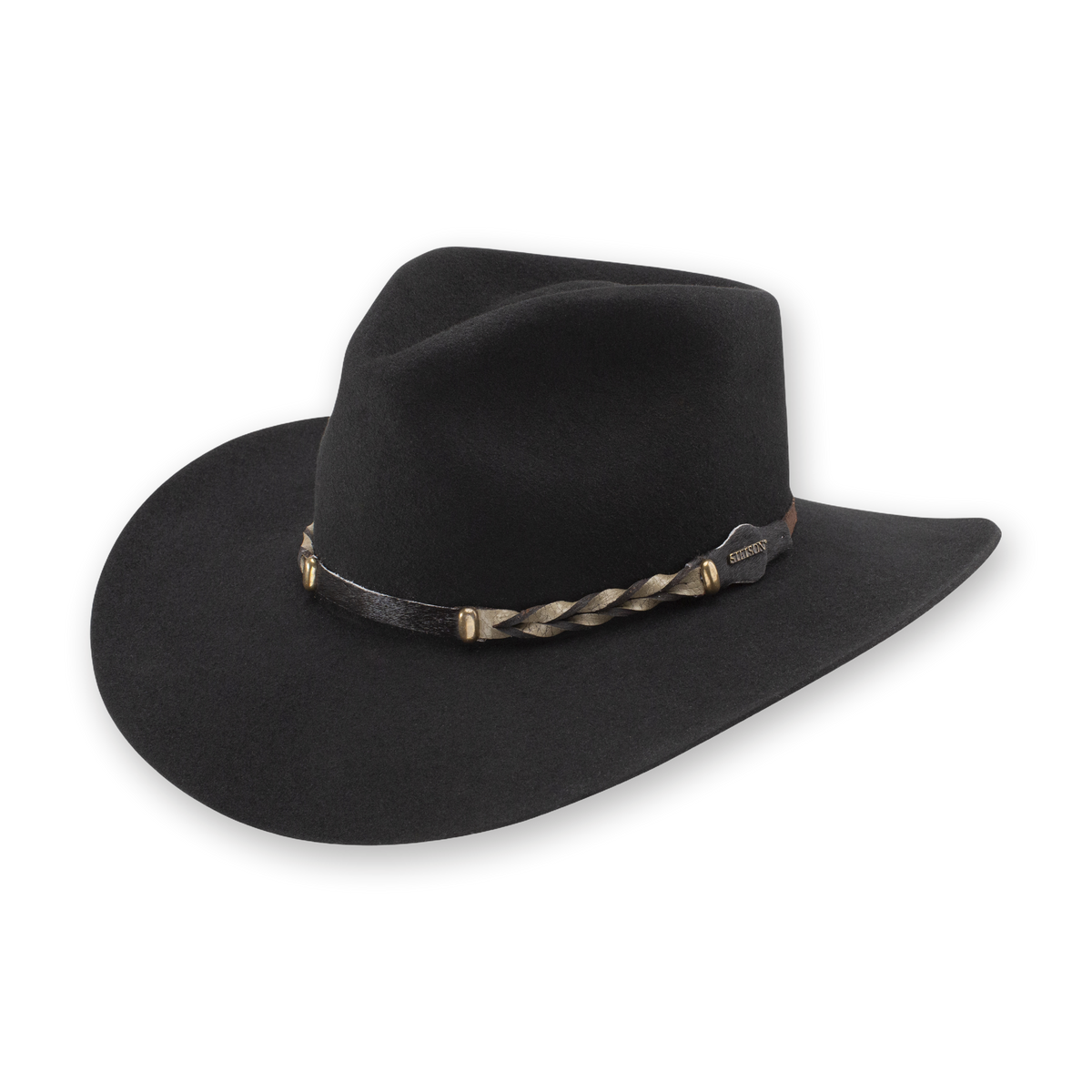 Stetson Drifter 4X buffalo felt cowboy hat in Black, three-quarter view