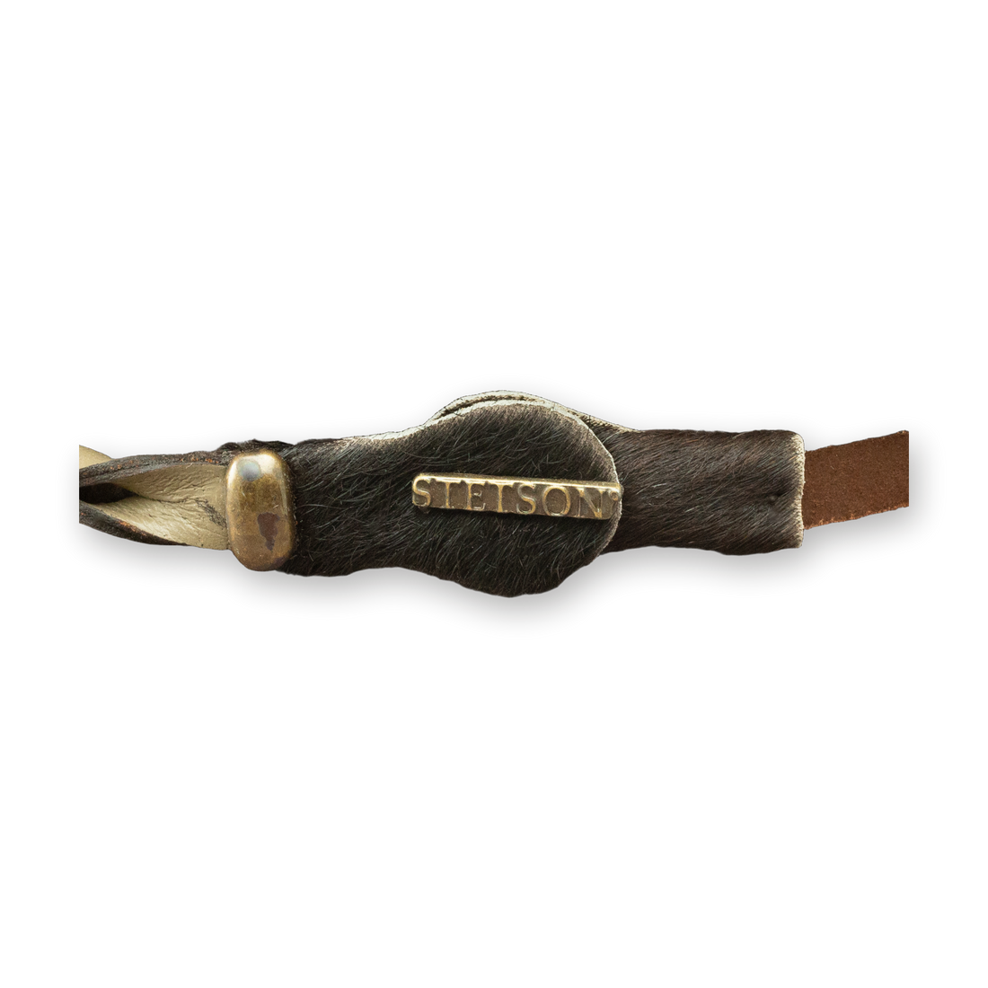 Stetson Drifter 4X in Stone, hair-on-hide band and Stetson badge detail