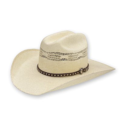 Stetson Elmhurst bangora straw cowboy hat in Natural, three-quarter view