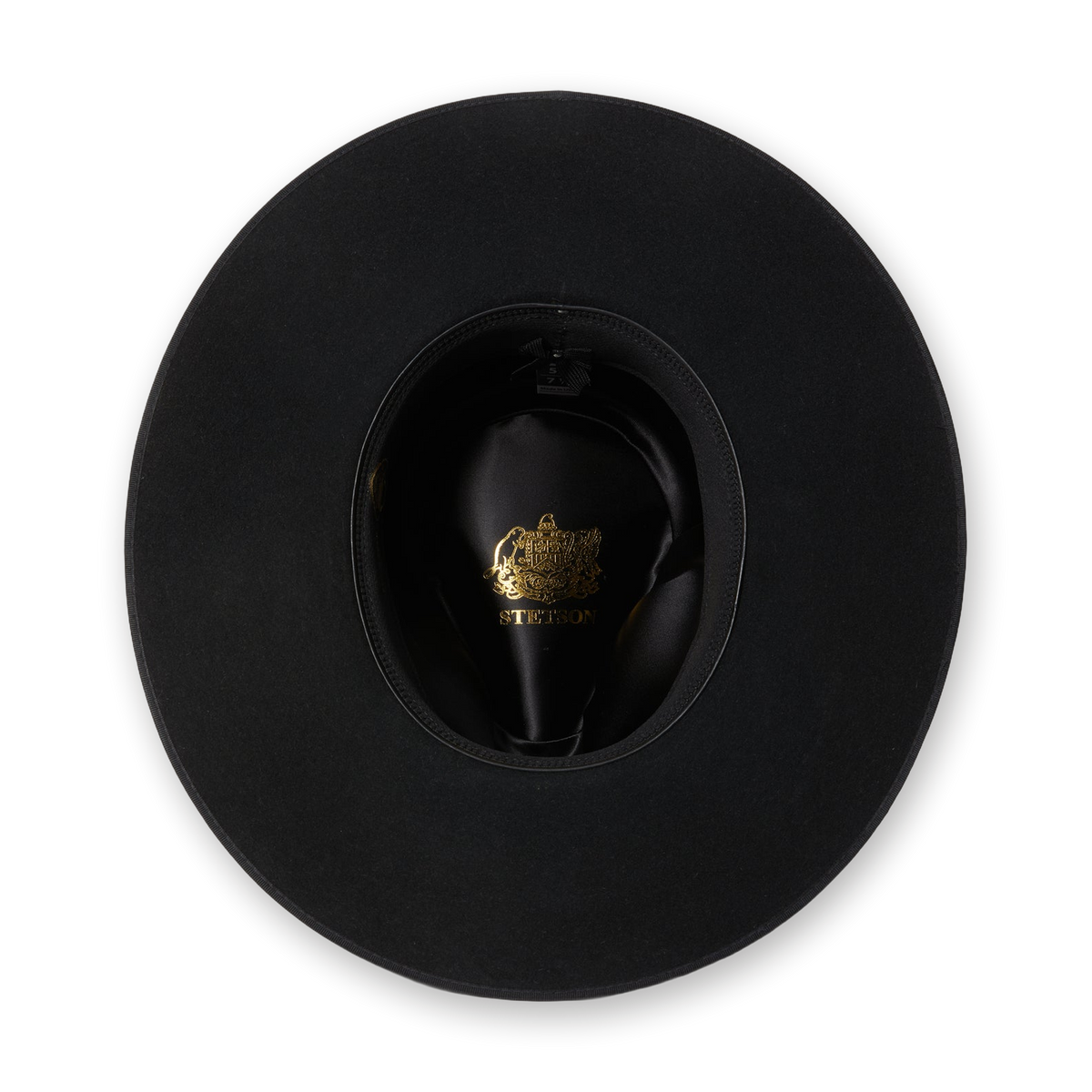 Stetson Midtown in Black, interior sweatband and Stetson tip