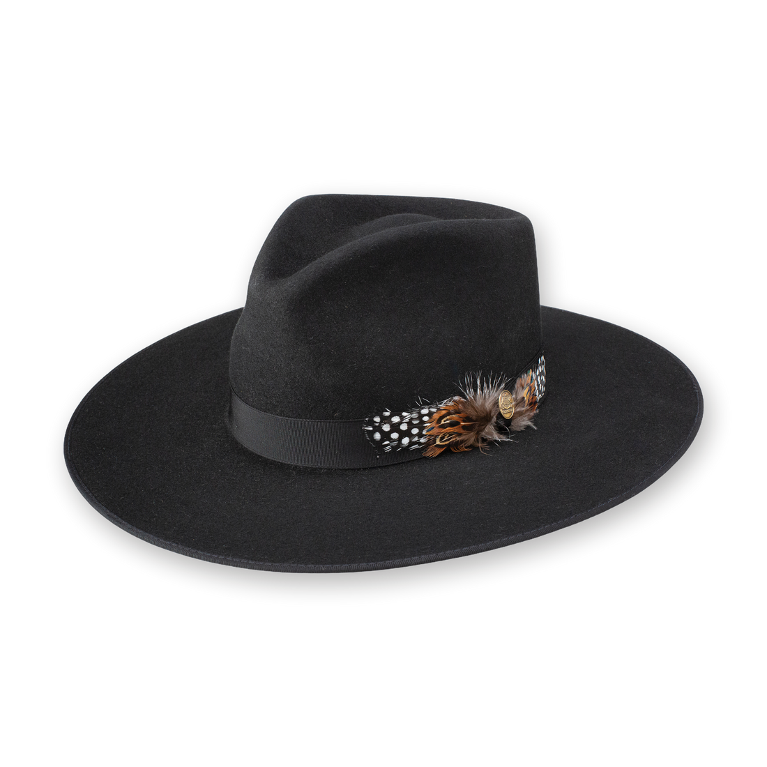 Stetson Midtown wide flat brim hat in Black, three-quarter view