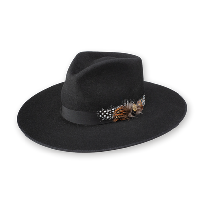 Stetson Midtown wide flat brim hat in Black, three-quarter view