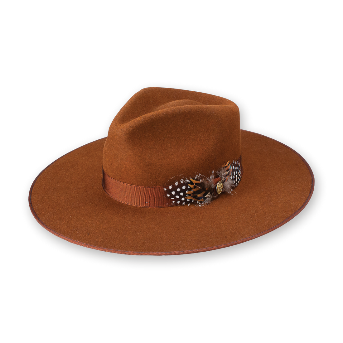 Stetson Midtown wide flat brim hat in Cognac, three-quarter view