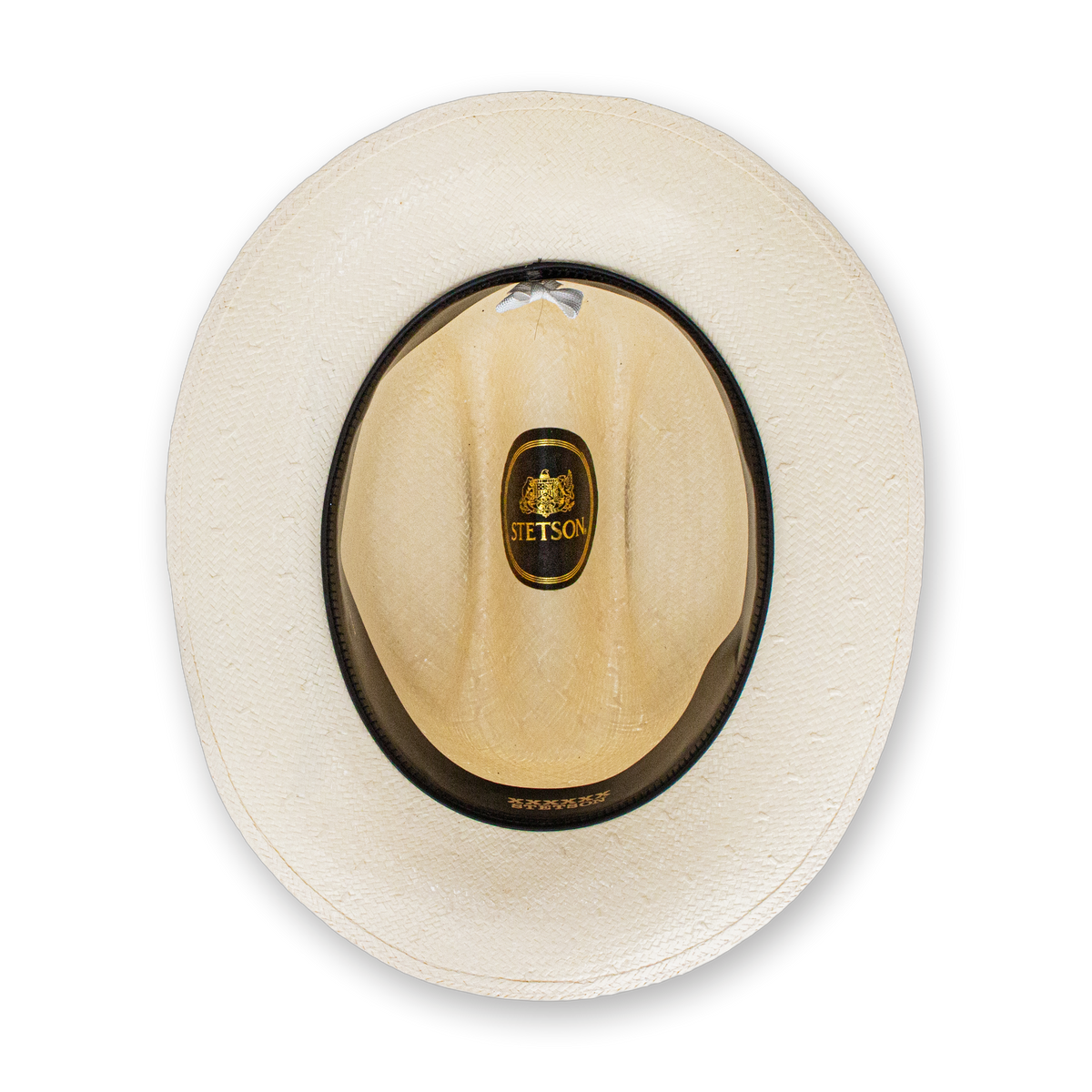 Stetson Open Road 6X straw cowboy hat in natural, interior with Stetson label