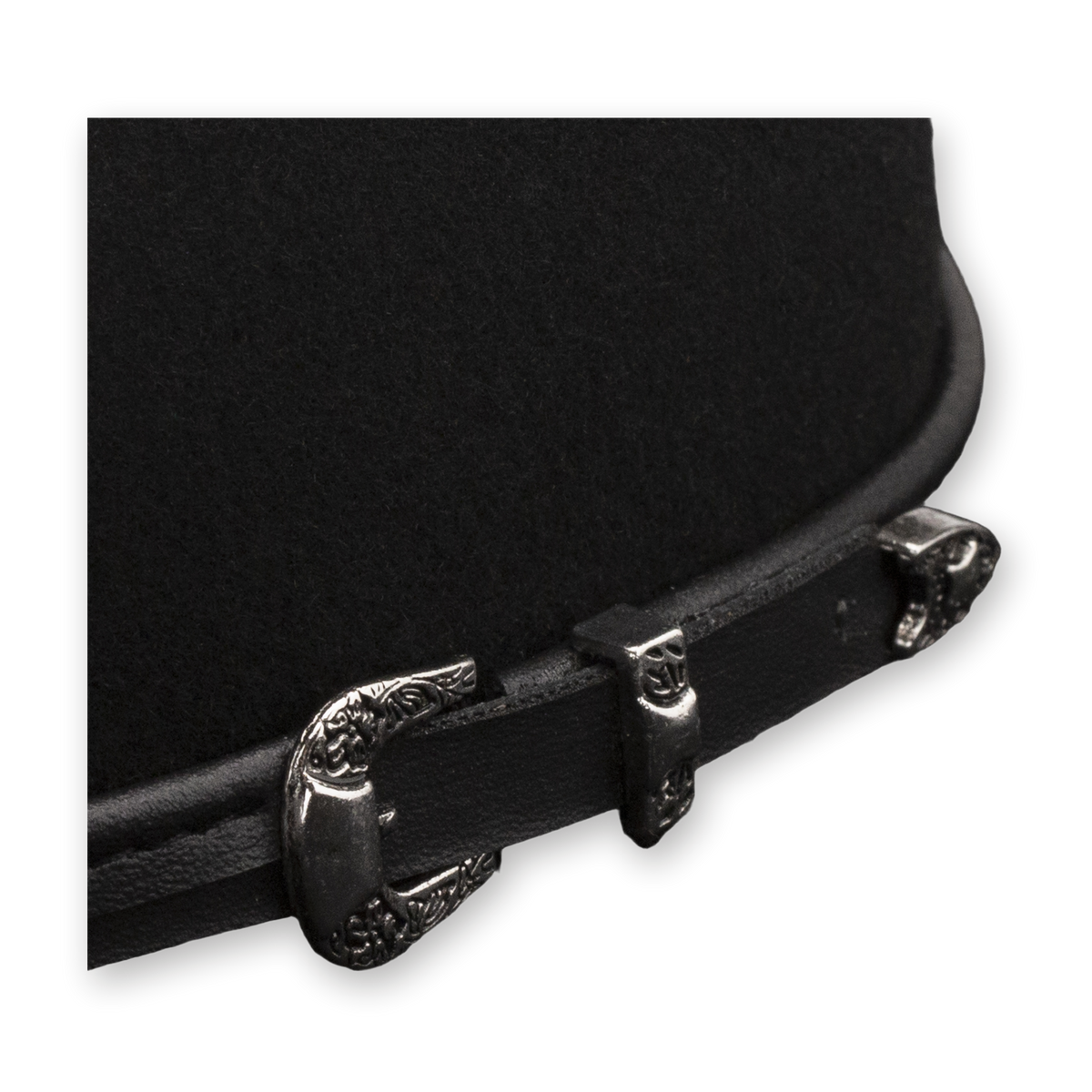 Stetson Seneca Black leather band and silver buckle detail