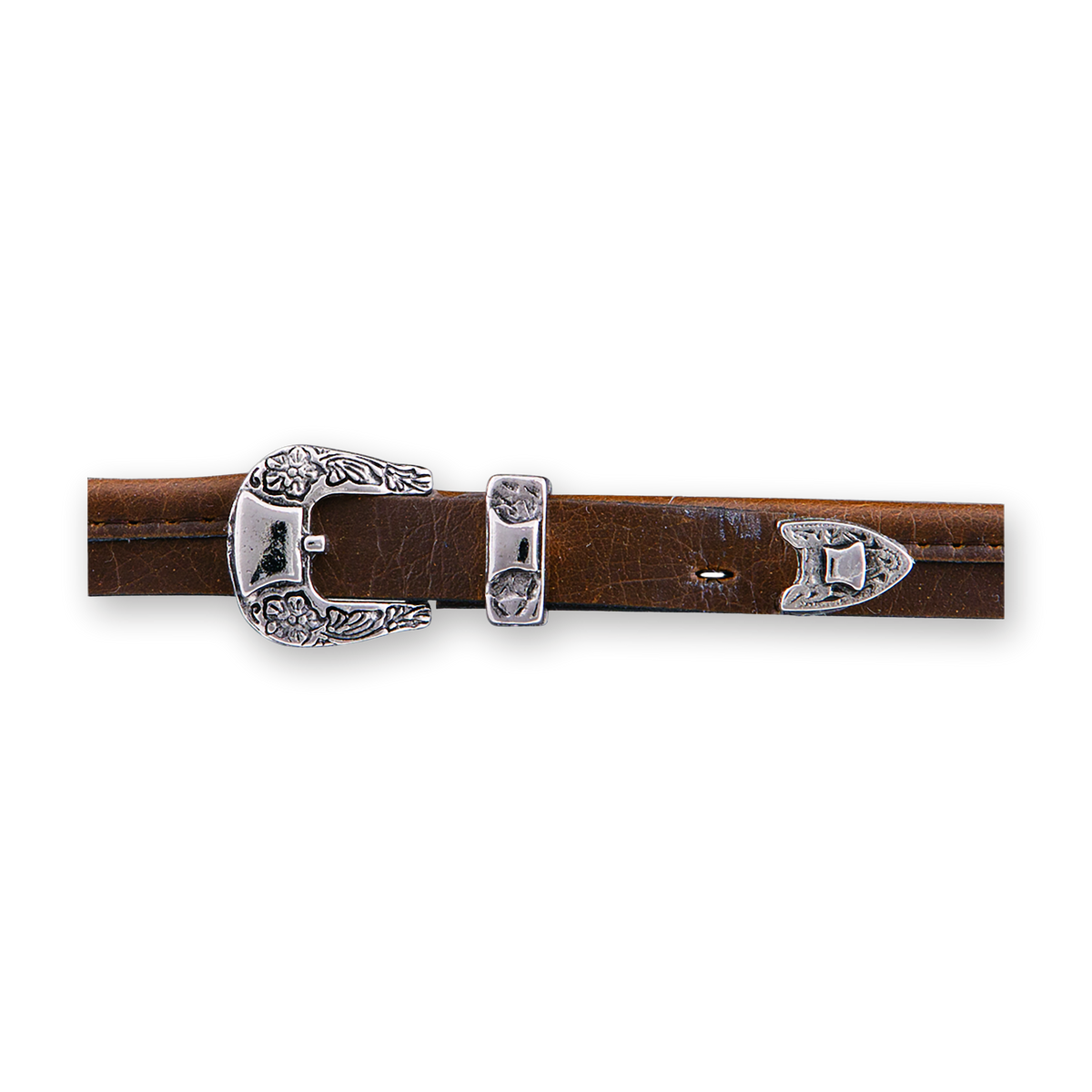 Stetson Seneca Silver Sand leather band and silver buckle detail