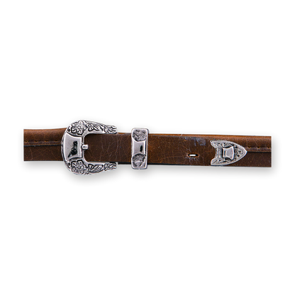 Stetson Seneca Silver Sand leather band and silver buckle detail