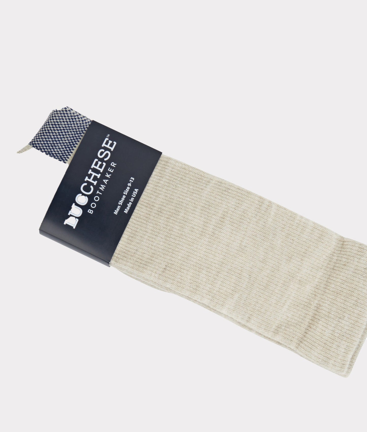 Lucchese wool boot socks in tan, pair shown flat
