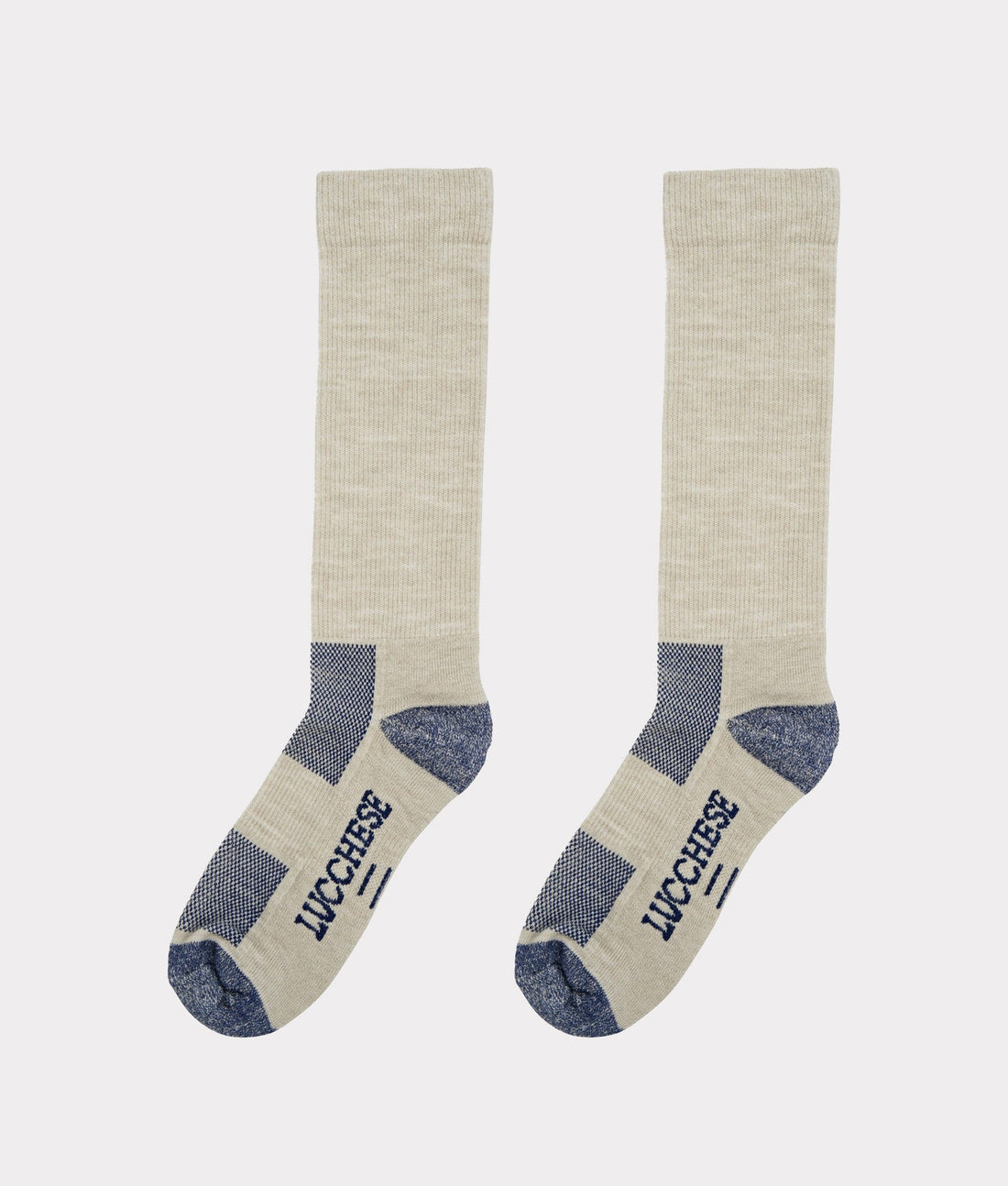 Lucchese wool boot socks in tan, detail of knit and cuff