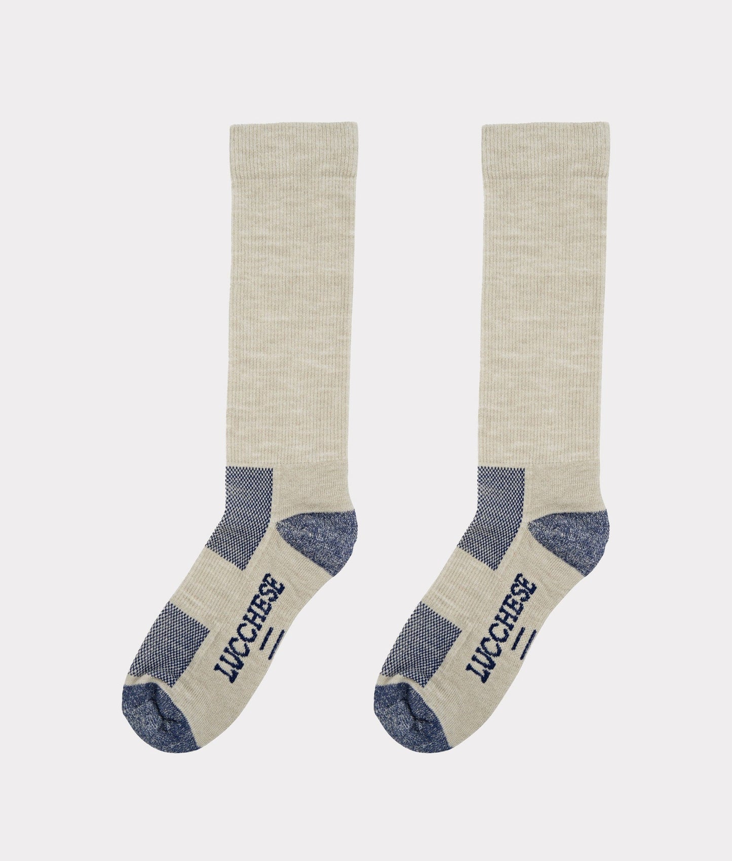 Lucchese wool boot socks in tan, detail of knit and cuff