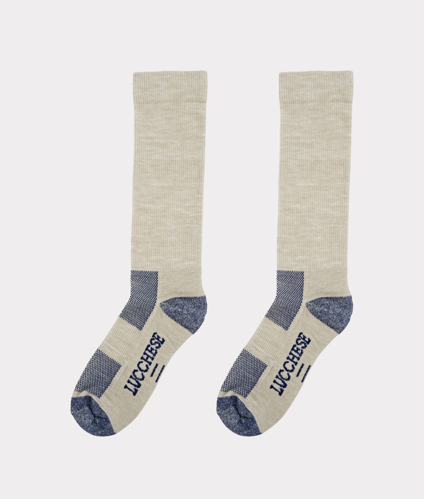 Lucchese wool boot socks in tan, detail of knit and cuff