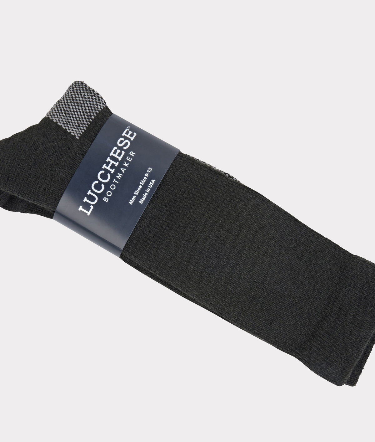 Lucchese wool boot socks in black, pair shown flat