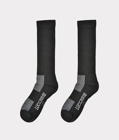 Lucchese wool boot socks in black, detail of knit and cuff