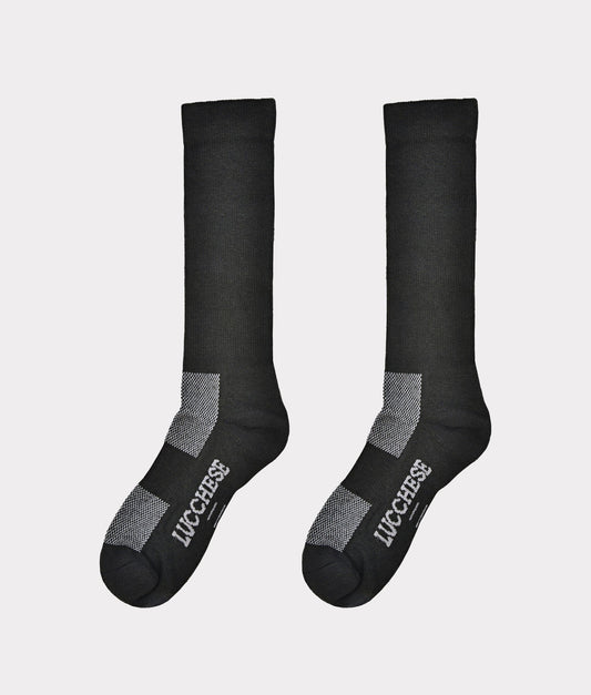 Lucchese wool boot socks in black, detail of knit and cuff alternate view