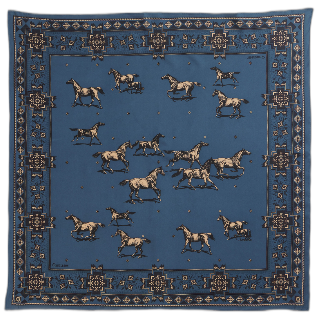 Pendleton Herd of Horses Navy Silk Scarf