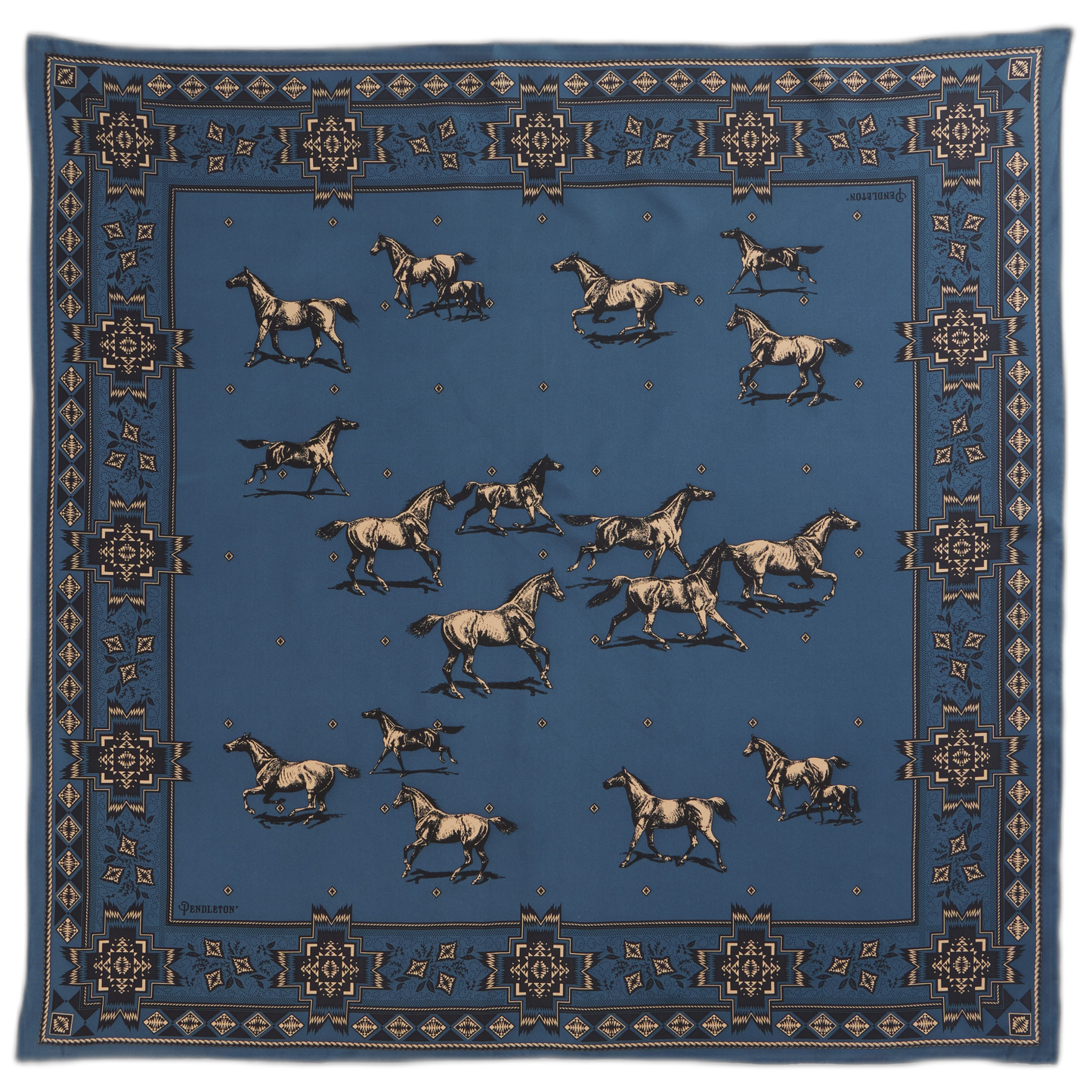Pendleton Herd of Horses Navy - Silk Scarf