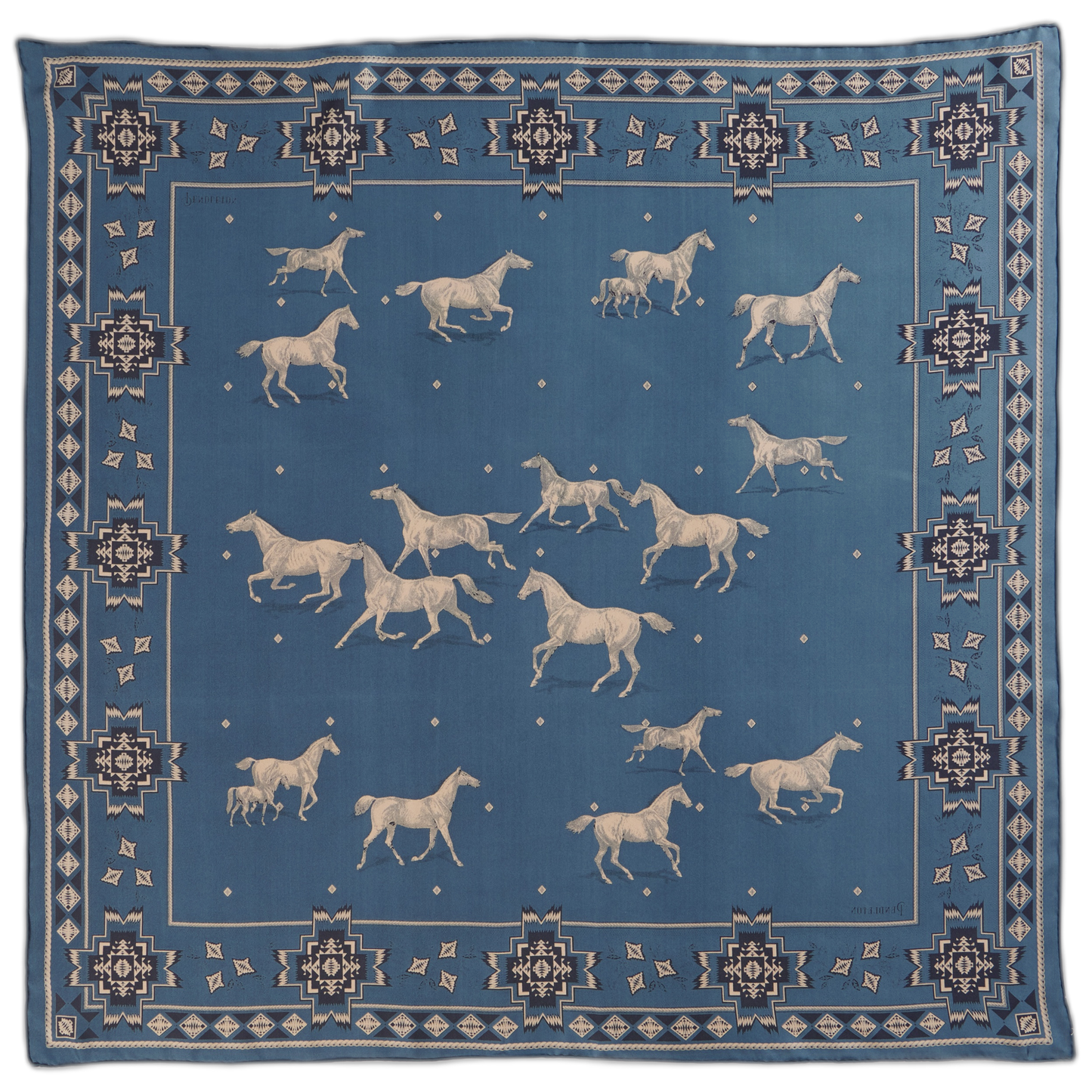 Pendleton Herd of Horses Navy - Silk Scarf