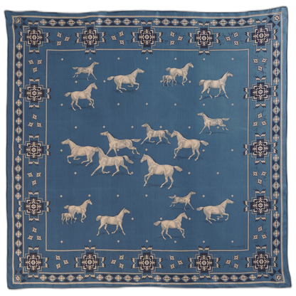 Pendleton Herd of Horses Navy - Silk Scarf