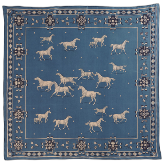 Pendleton Herd of Horses Navy - Silk Scarf